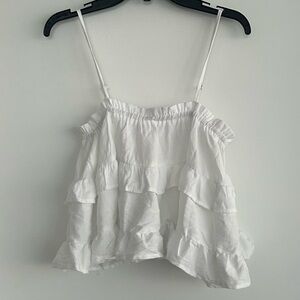 White Ruffle Tank Top